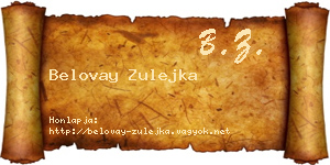 Belovay Zulejka névjegykártya